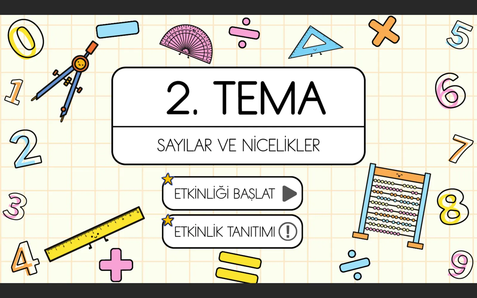 Ada Yayınevi için geliştirilen Sayılar ve Nicelikler dijital etkinliği
