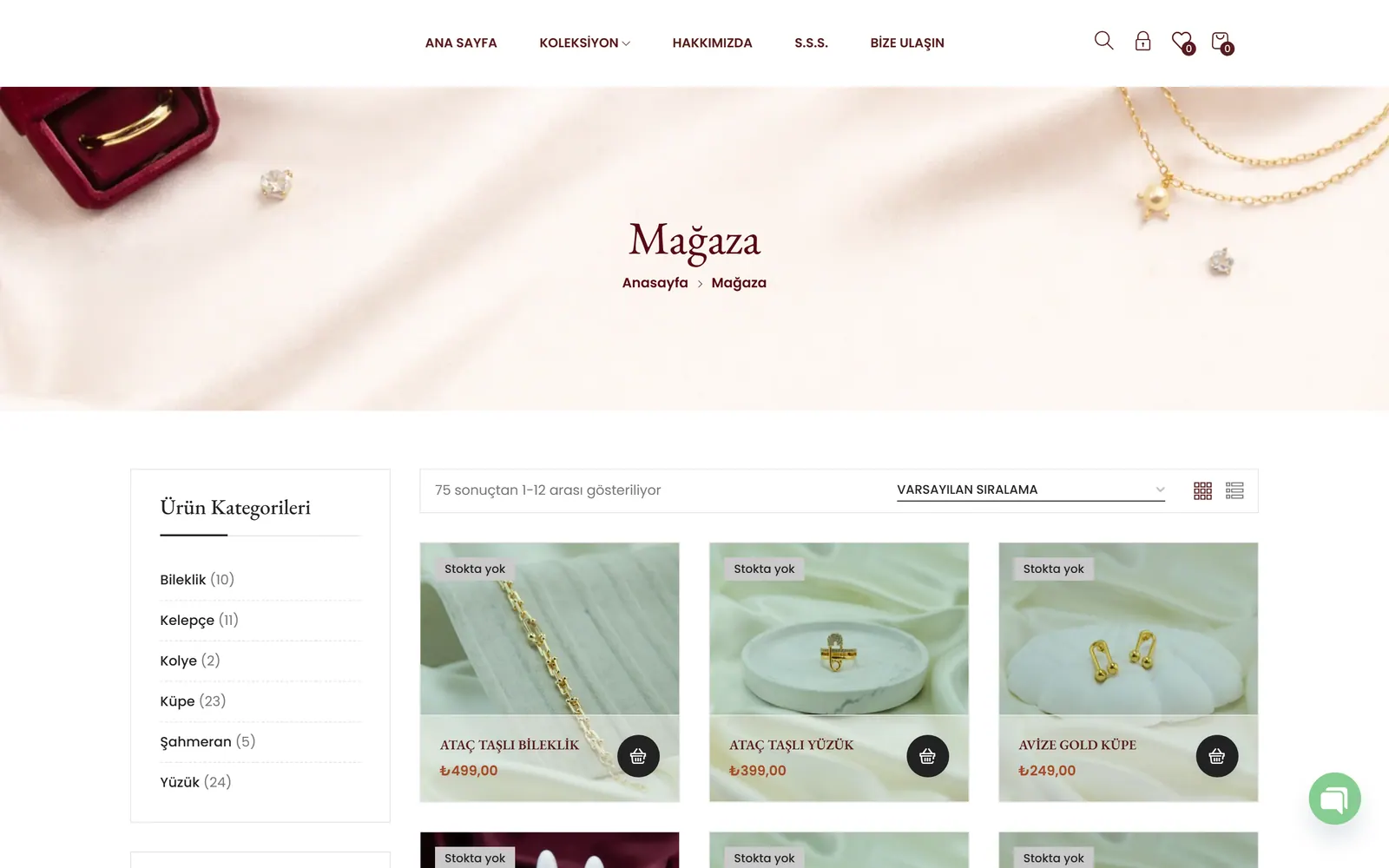Shiraz Jewellery — vitrin, e-ticaret ve arka ofis